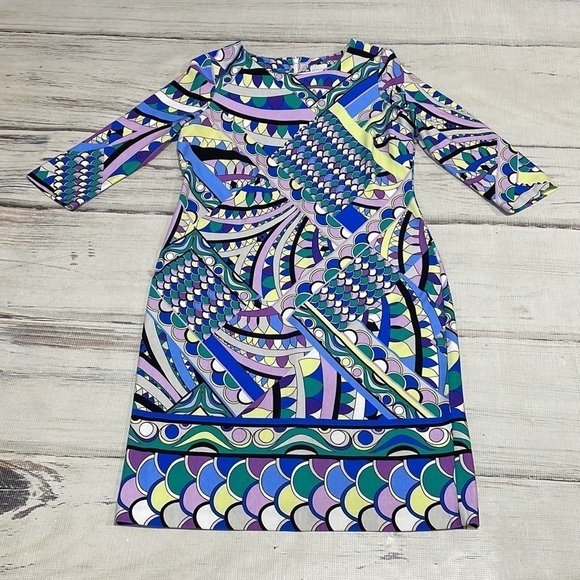 Chico’s Dress Multicolor Geometric Print Sheath Size Small 6 - Picture 9 of 13